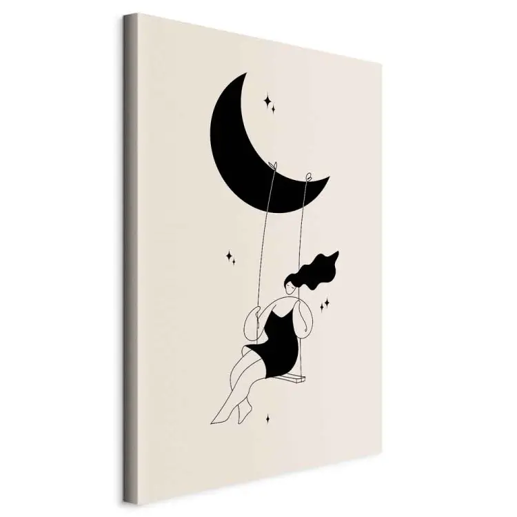 Ruhe - ein Mädchen auf dem Mond schaukelnd