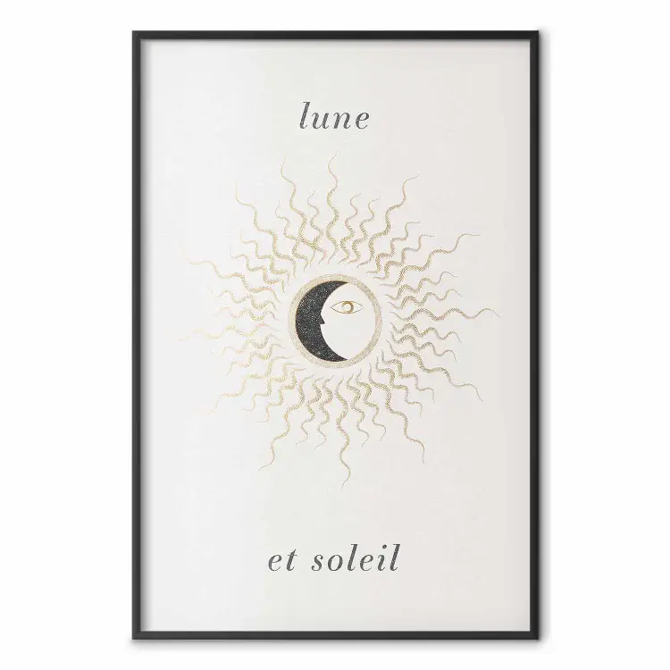 Mond und Sonne - grafische Darstellung der Himmelskörper in hellen Tönen