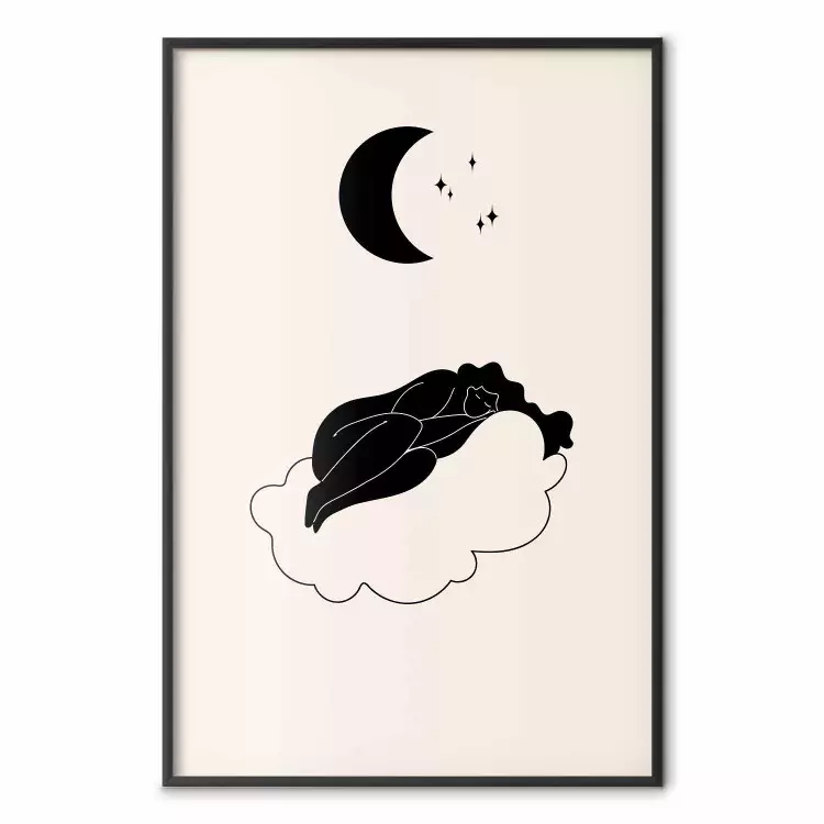 In the Clouds - Girl Sleeping on a Cloud in the Light of the Stars and the Moon