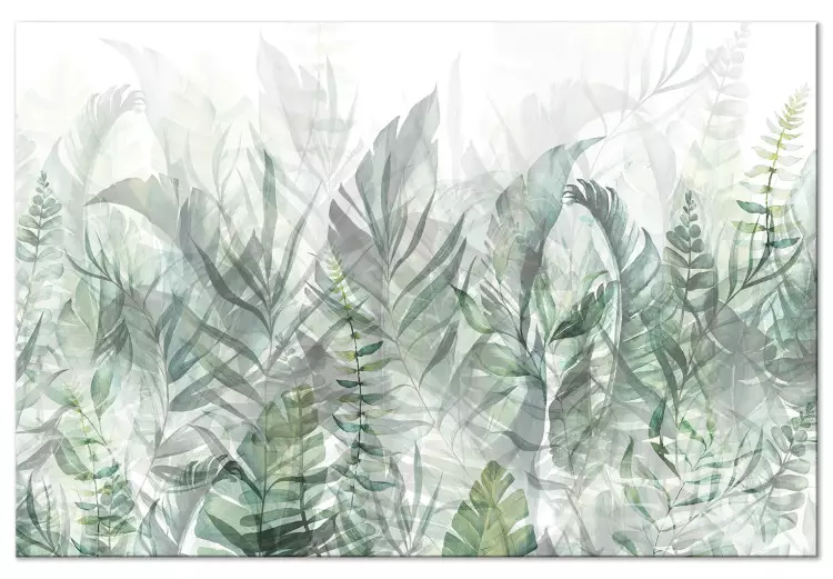 Wildblumenwiese (1-teilig) - Zart gezeichnete Blätter, heller Hintergrund