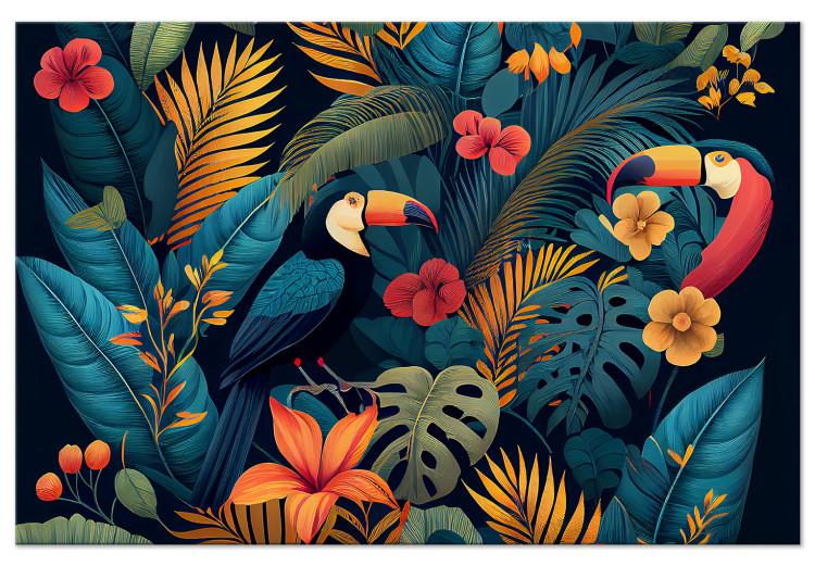 Exotic Birds - Toucans Among Colorful Vegetation in the Jungle