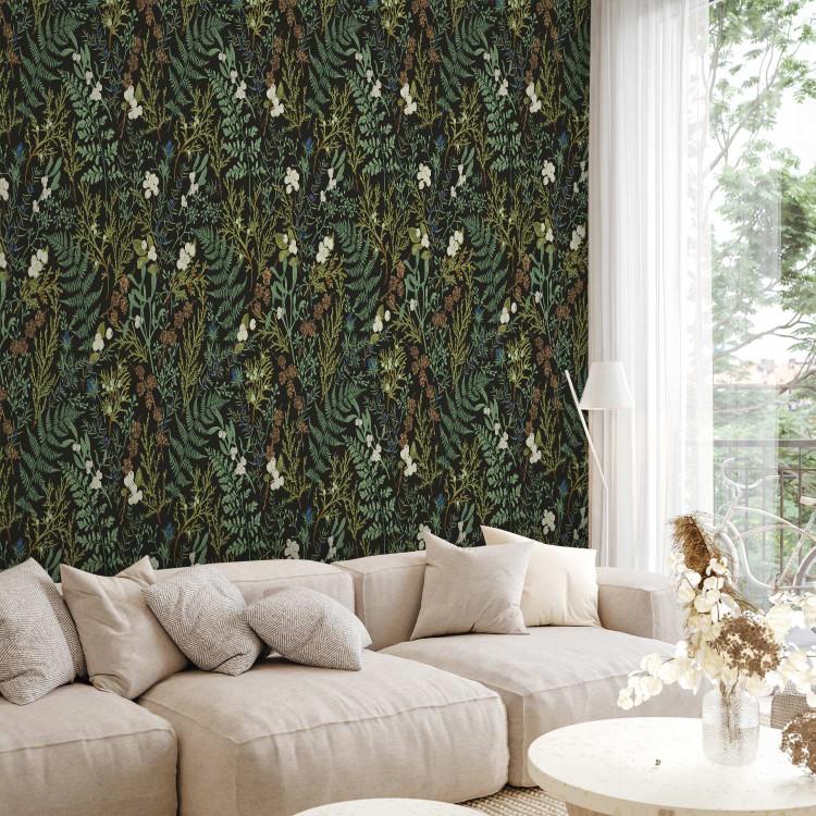 Botanical Pattern - Numerous Species of Leaves on a Graphite Background