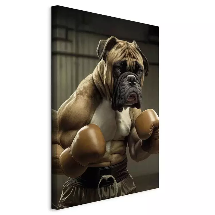 AI Boxerhund - Fantasieporträt eines starken Tieres im Ring - vertikal