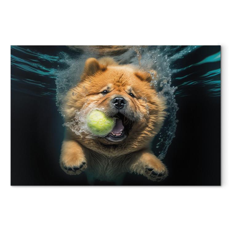 AI Dog Chow Chow - Floating Animal With a Ball in Its Mouth - Horizontal