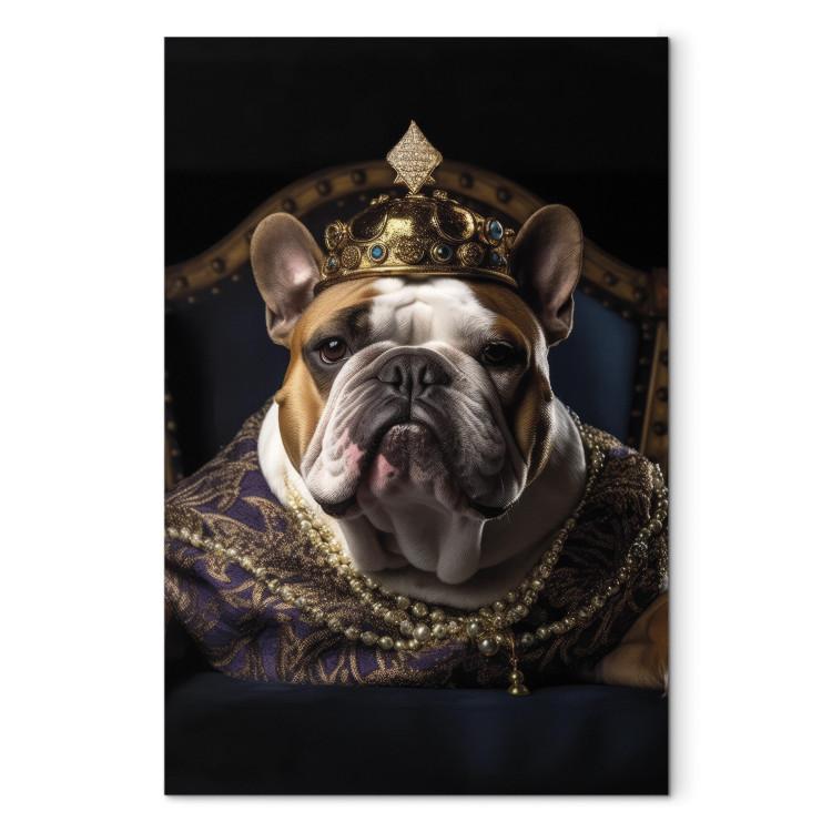 AI Dog English Bulldog - Animal Fantasy Portrait Wearing a Crown - Vertical