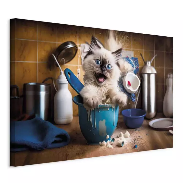 AI Ragdoll-Katze - flauschiges Haustier in der Küche - horizontal