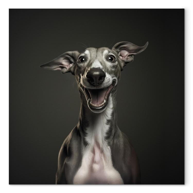 AI Greyhound Dog - Portrait of a Wide Smiling Animal - Square