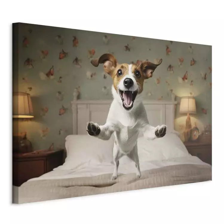 AI Jack Russell Terrier - Hund springt in Umarmung, horizontal