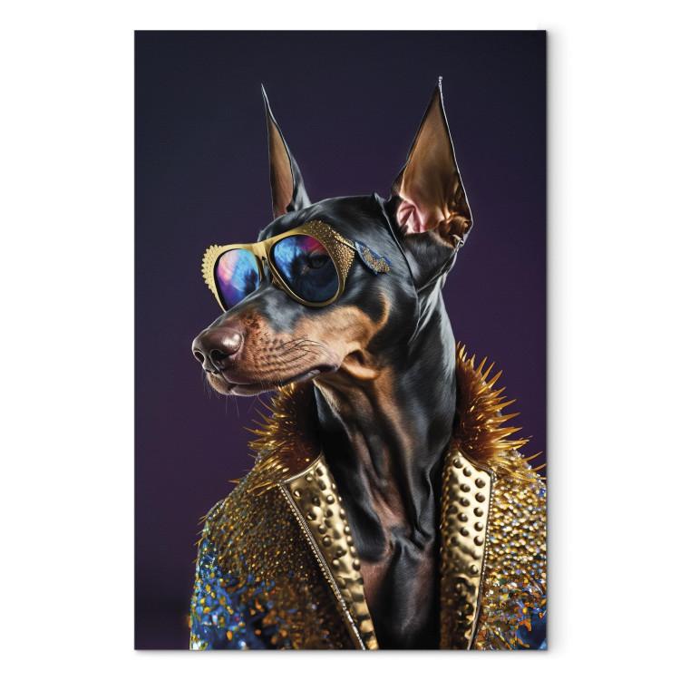 AI Doberman Dog - Animal Fantasy Portrait With Stylish Glasses - Vertical