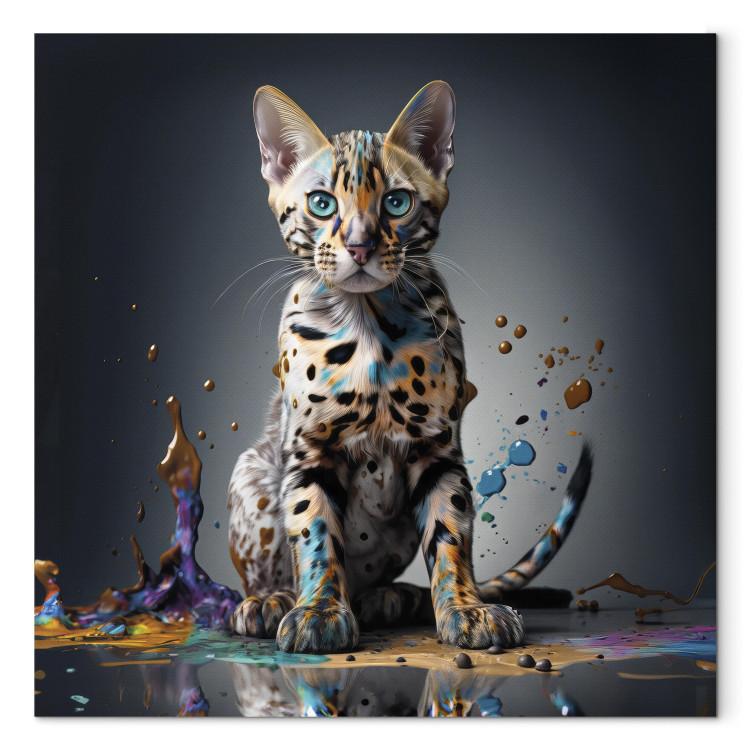 AI Bengal Cat - Animal in a Colorful Exploding Puddle - Square