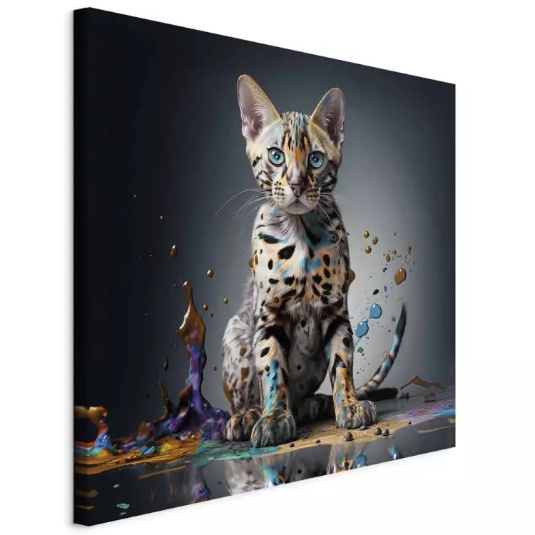 AI Bengalkatze - bunte explodierende Pfütze