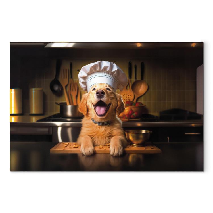 AI Golden Retriever Dog - Cheerful Animal in the Role of a Cook - Horizontal