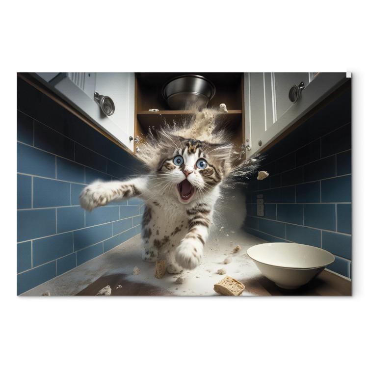 AI Cat - Animal Escaping From the Kitchen After Breaking Supplies - Horizontal
