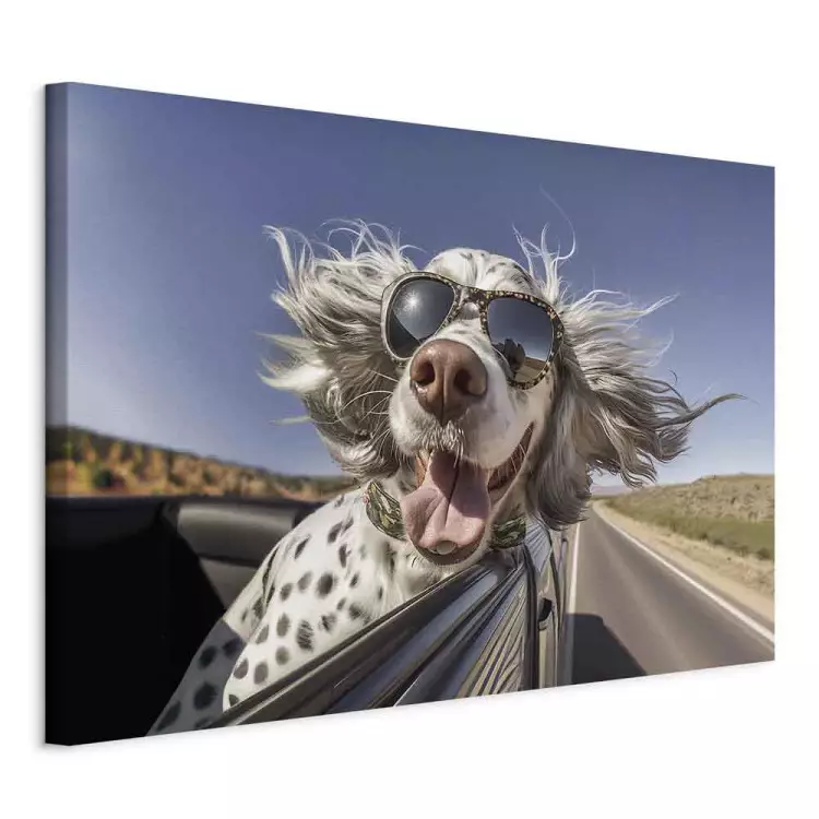 AI English Setter Hund - Haustier mit Brille im Auto - horizontal