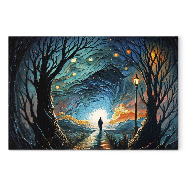A Walk Among the Stars - A Figure Walking Towards the Horizon in the Middle of the Night