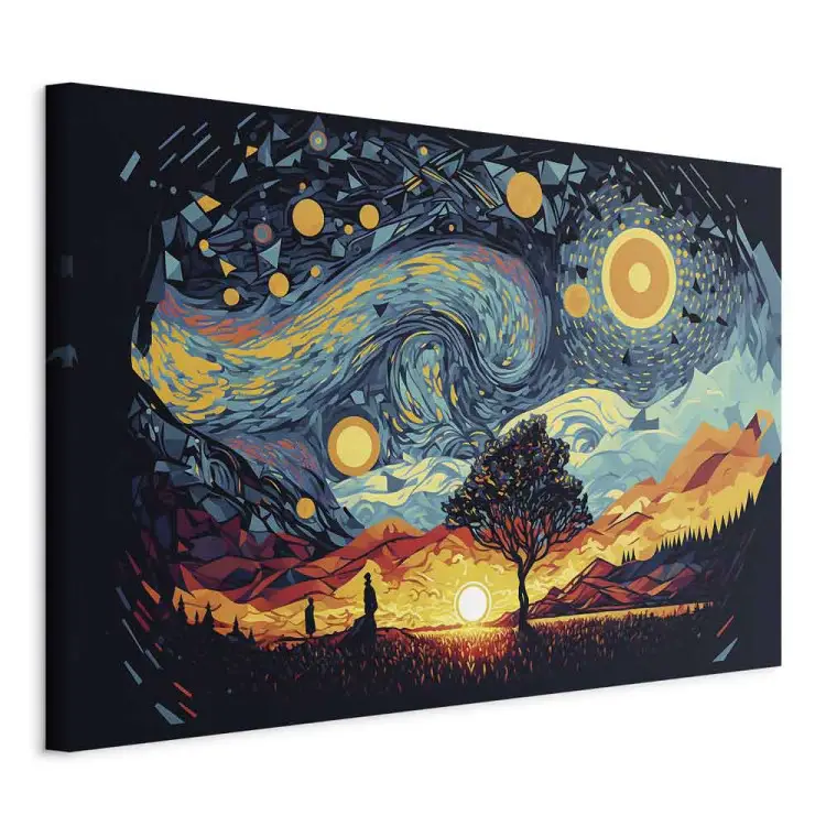 Sonnenaufgang - farbenfrohe Landschaft, inspiriert von Van Gogh