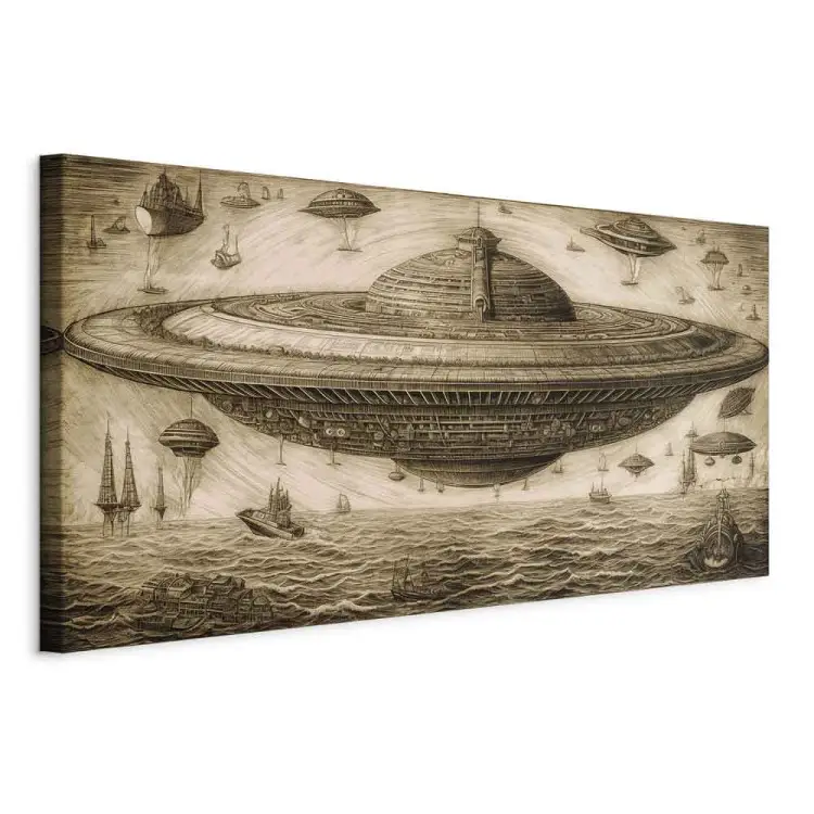 Ufo-Schiff - Skizze im Stil von Leonardo da Vinci