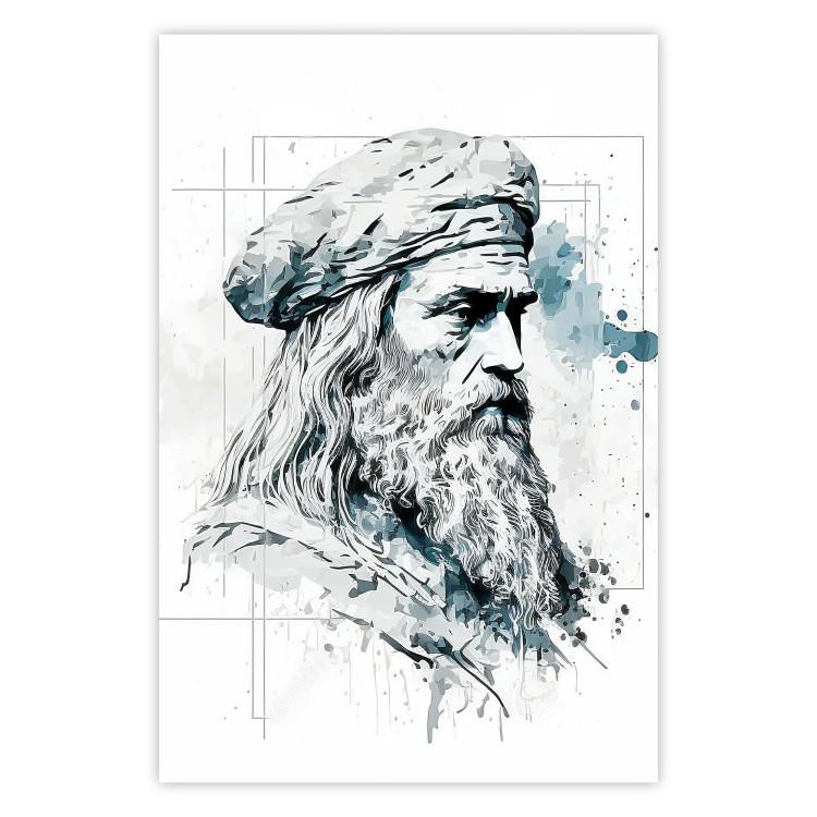 Da Vinci - A Black and White Portrait of the Artist Generated by AI
