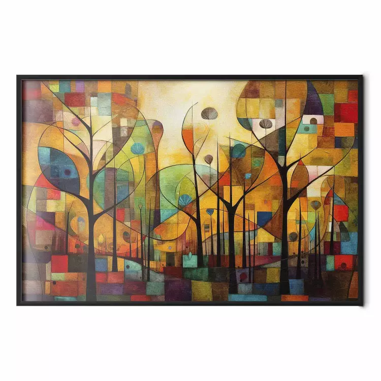 Colored Forest - A Geometric Composition Inspired by Klimt’s Style