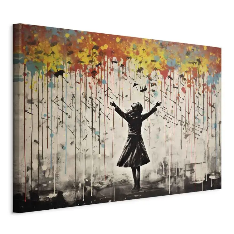 Regenlied - farbenfrohes, von Banksy inspiriertes Graffiti