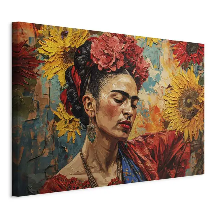Frida Kahlo - Frau vor Sonnenblumen im van Gogh Stil