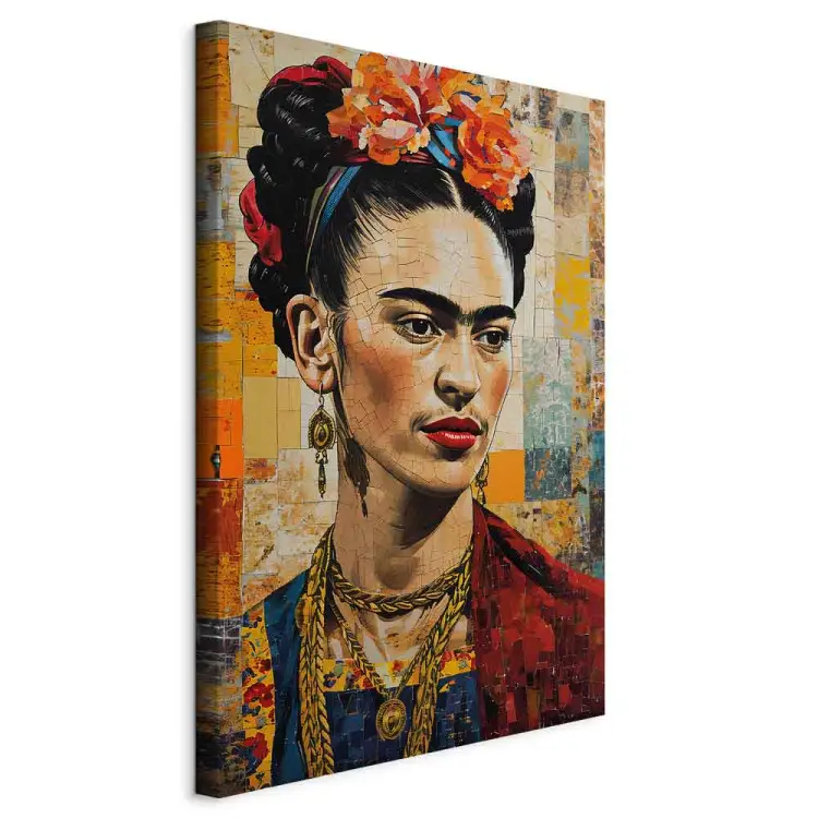 Frida Kahlo - Porträt vor Mosaikhintergrund im Klimt-Stil