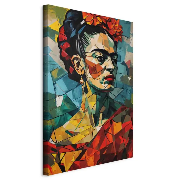 Frida Kahlo - geometrisches Porträt im kubistischen Stil
