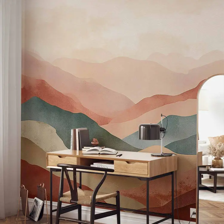 Bergige Landschaft - einfache Komposition im Terrakotta-Stil