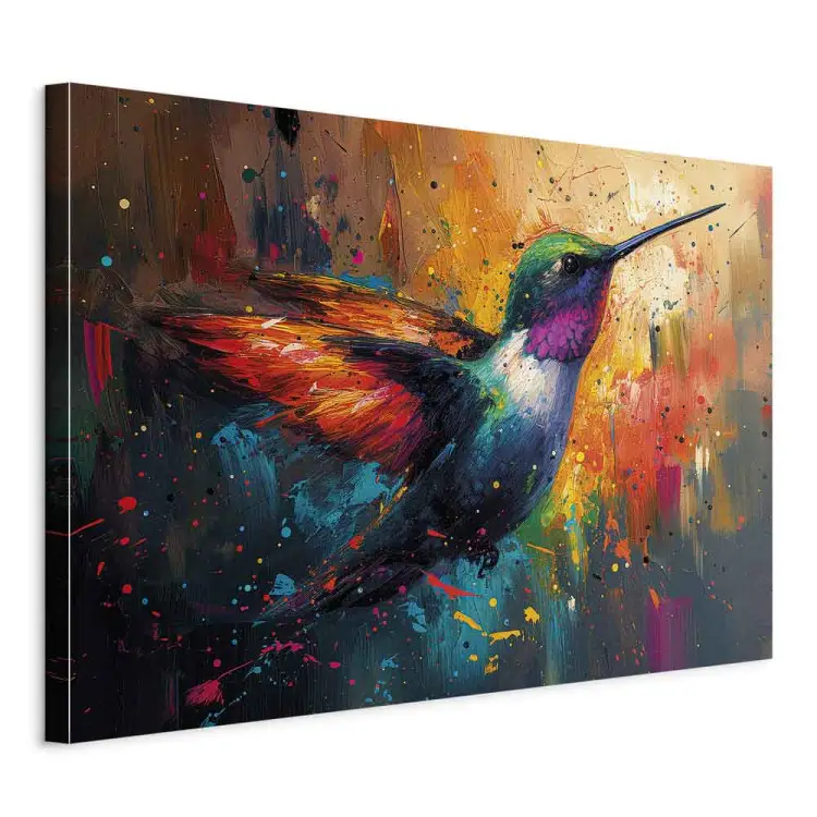 Vogel im Flug - Kolibri auf malerischem Hintergrund