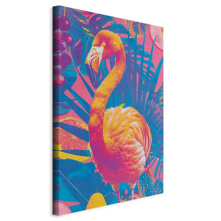 Bunter Flamingo - exotischer Vogel inmitten tropischer Blätter