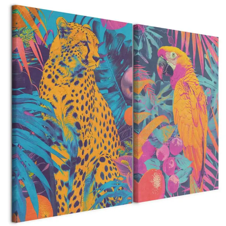 Tropische Visionen - wilde Tiere im Pop-Art-Stil vor Dschungel