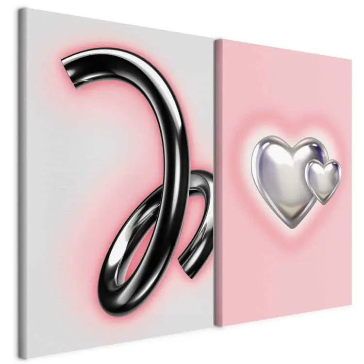 Dynamisches Chrom - abstrakte Formen & metallische Herzen