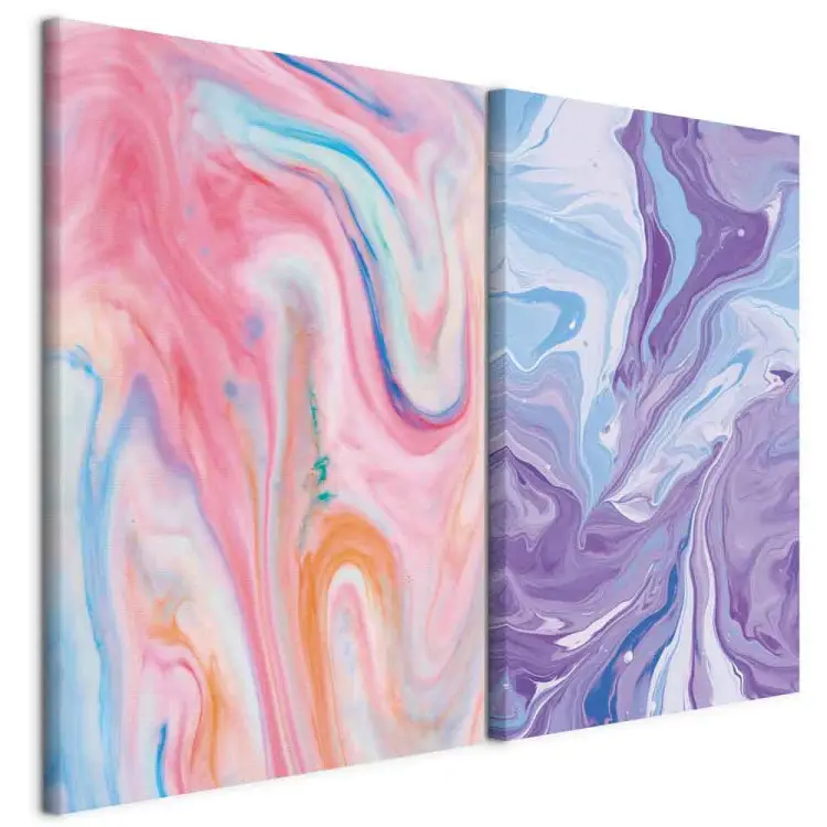 Farbige Ströme - dynamische Formen in Pastell mit Blauschattierungen