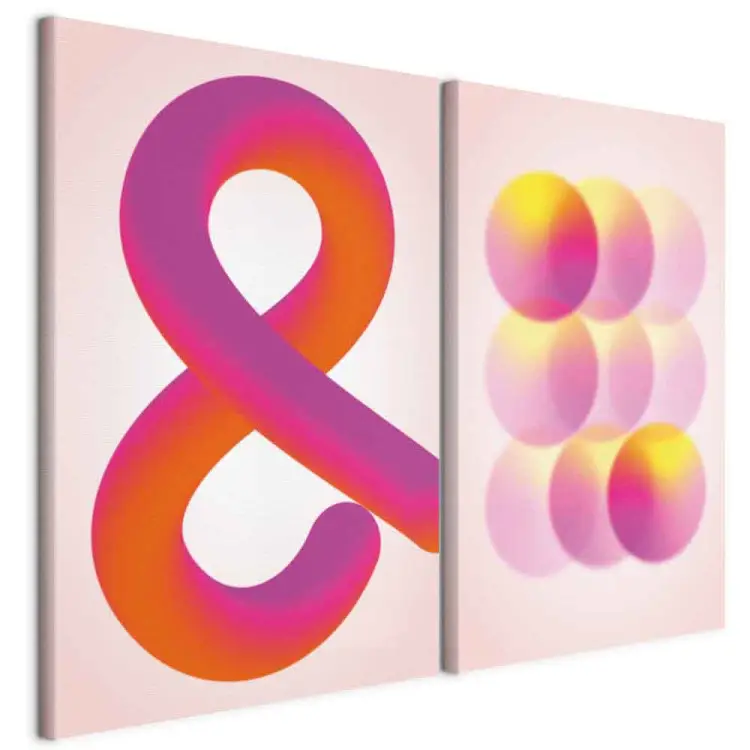 Symbol mit Farbverlauf - orange Ampersand und rosa Kugeln