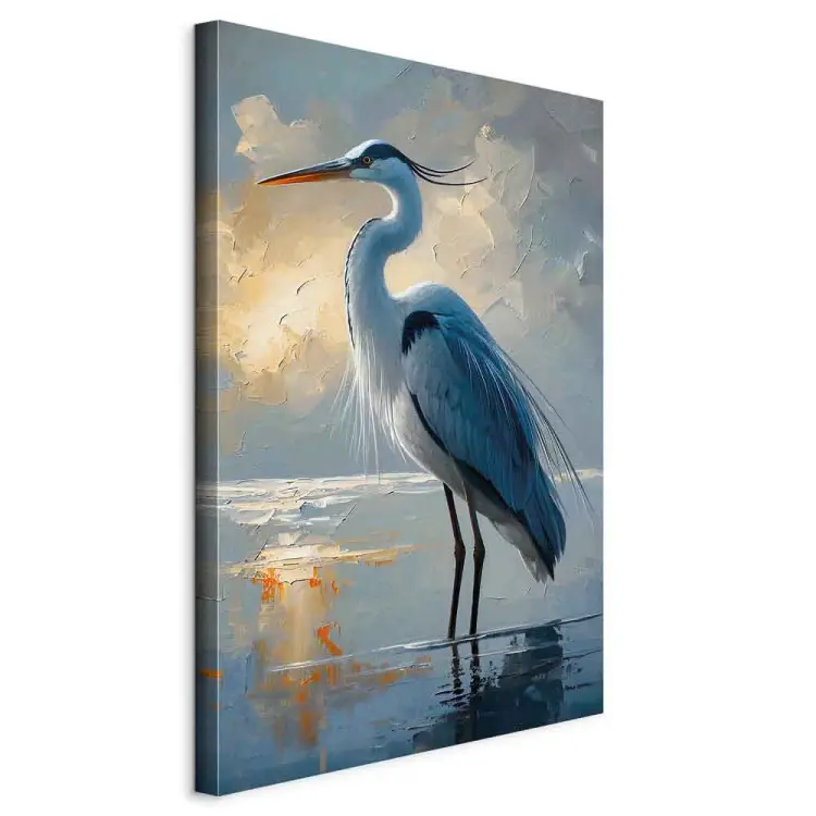 Reiher auf einem See - Zarte Farben des Sonnenaufgangs und ein Vogel im Wasser