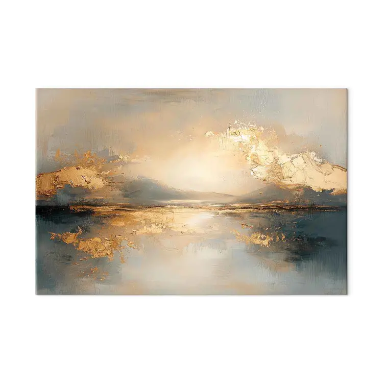 Ruhige Bucht - Goldene Landschaft mit Himmelsreflexion im Wasser