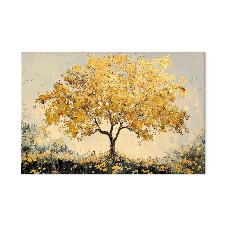 Herbstkrone - Ausladender Baum in goldenen Tönen auf einer Lichtung