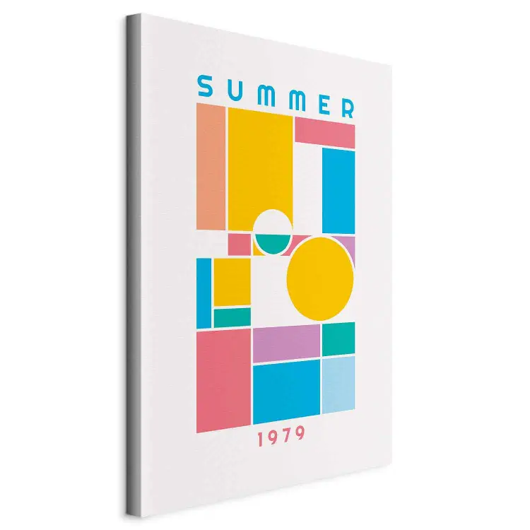 Sommerliches Puzzle - bunte geometrische Figuren im Retro-Stil mit der Jahreszahl 1979