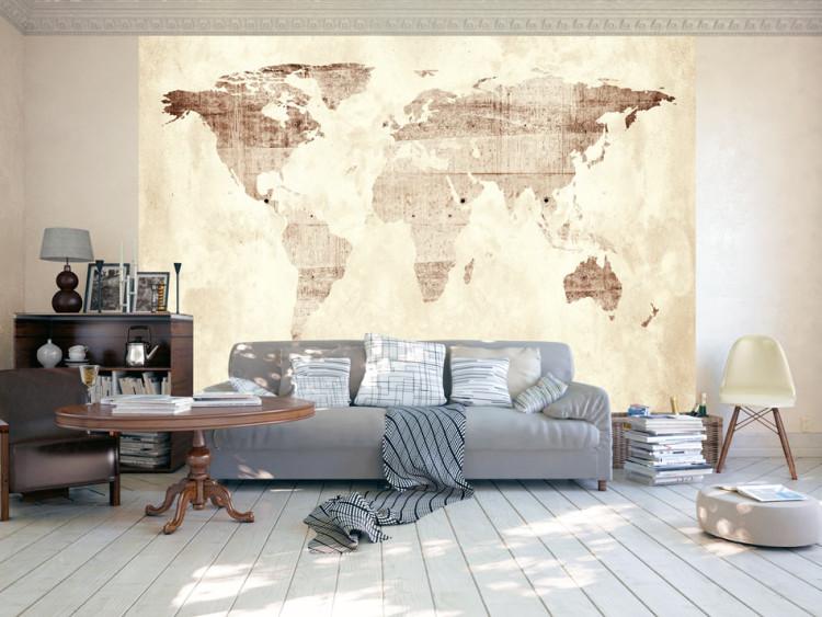 Fototapete Alte Karte - Karte mit Kontinenten im Retro-Stil mit Lichteffekten