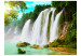 Vlies Fototapete Schönheit der Natur - Wasserfälle die in einen steinigen See fließen 60040 additionalThumb 1