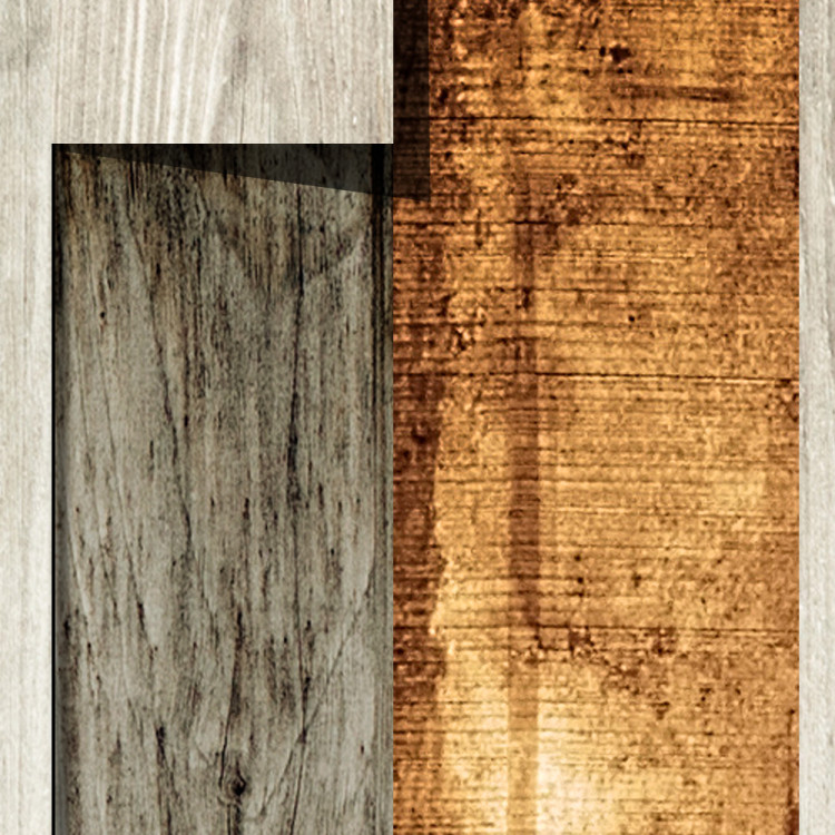 Vlies Fototapete Holztextur - Muster aus grauen Holzbrettern mit braunem Akzent 61040 additionalImage 3