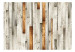 Vlies Fototapete Holztextur - Muster aus grauen Holzbrettern mit braunem Akzent 61040 additionalThumb 1