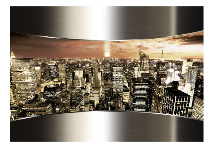 Vliestapete Stadtbaukunst von New York - Panorama der Wolkenkratzer bei Nacht 60160 additionalImage 1