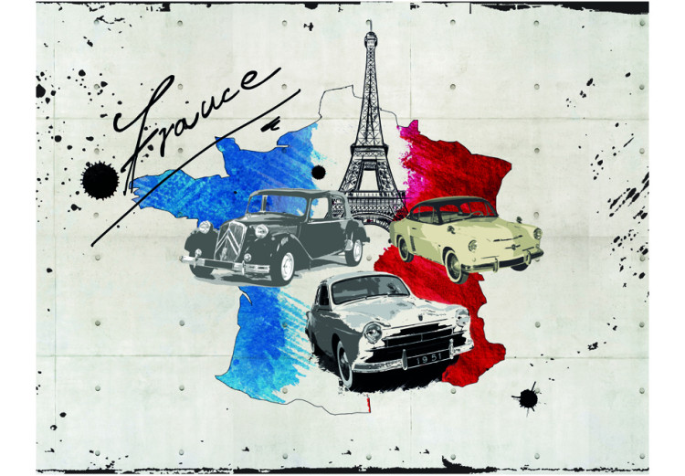 Fototapete Komposition - Frankreich-Karte in Farben der Flagge mit Eiffelturm 60080 additionalImage 1