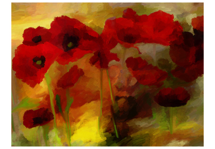 Vliestapete Mohnblumen warme Tönung -  Blumenaufnahme auf gedämpftem Hintergrund 60380 additionalImage 1