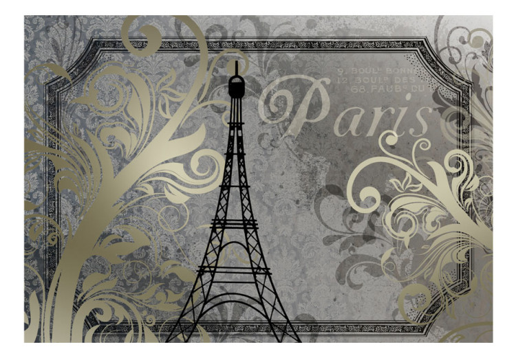 Vlies Fototapete Romantisches Paris - Grauer Retro-Hintergrund mit Eiffelturm 61090 additionalImage 1