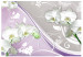 Fototapete Weiße Orchideen - Blumen auf grauem Hintergrund mit lila Elementen 60311 additionalThumb 1