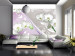 Fototapete Weiße Orchideen - Blumen auf grauem Hintergrund mit lila Elementen 60311