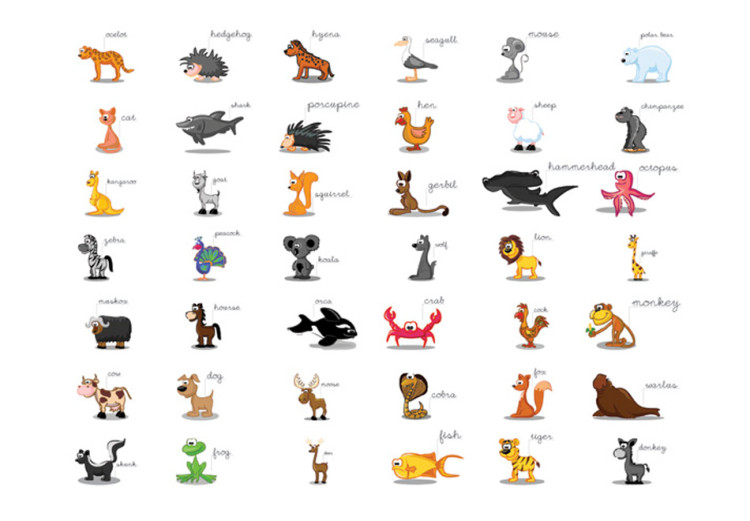 Vliestapete Tiere lernen auf Deutsch - verschiedene bunte Tiere für Kinder 61211 additionalImage 1