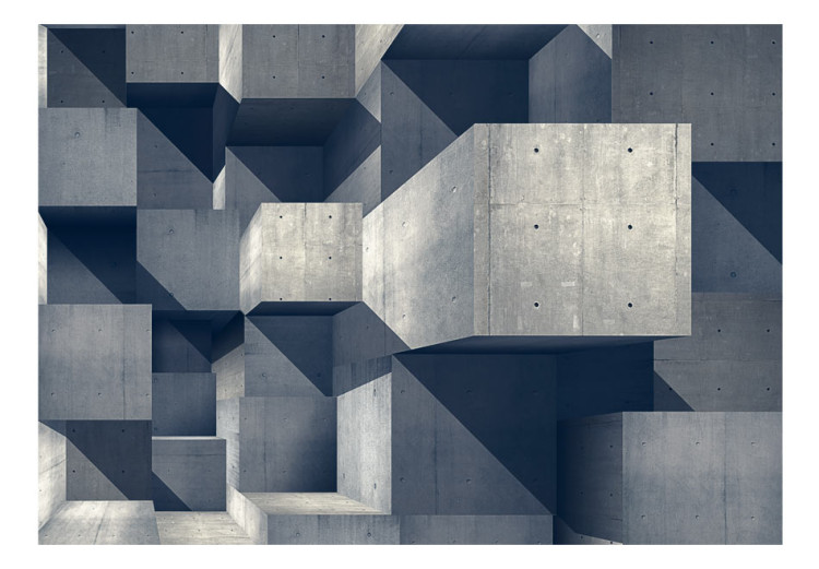 Vlies Fototapete Betonstadt - Futuristischer 3D mit geometrischen Betonblöcken 61051 additionalImage 1